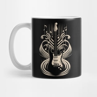 Sculpted Sound: Abstract Guitar Illustration with 3D Depth on Tee Mug